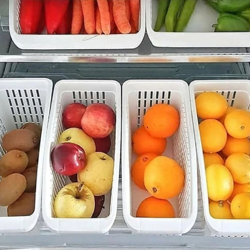 Pack of 3 Fridge Organizer Fruit Basket Fridge Storage Organizer Kitchen Organizer Plastic Basket Fruits Veg - Oshi.pk - Buy & Sell Online
