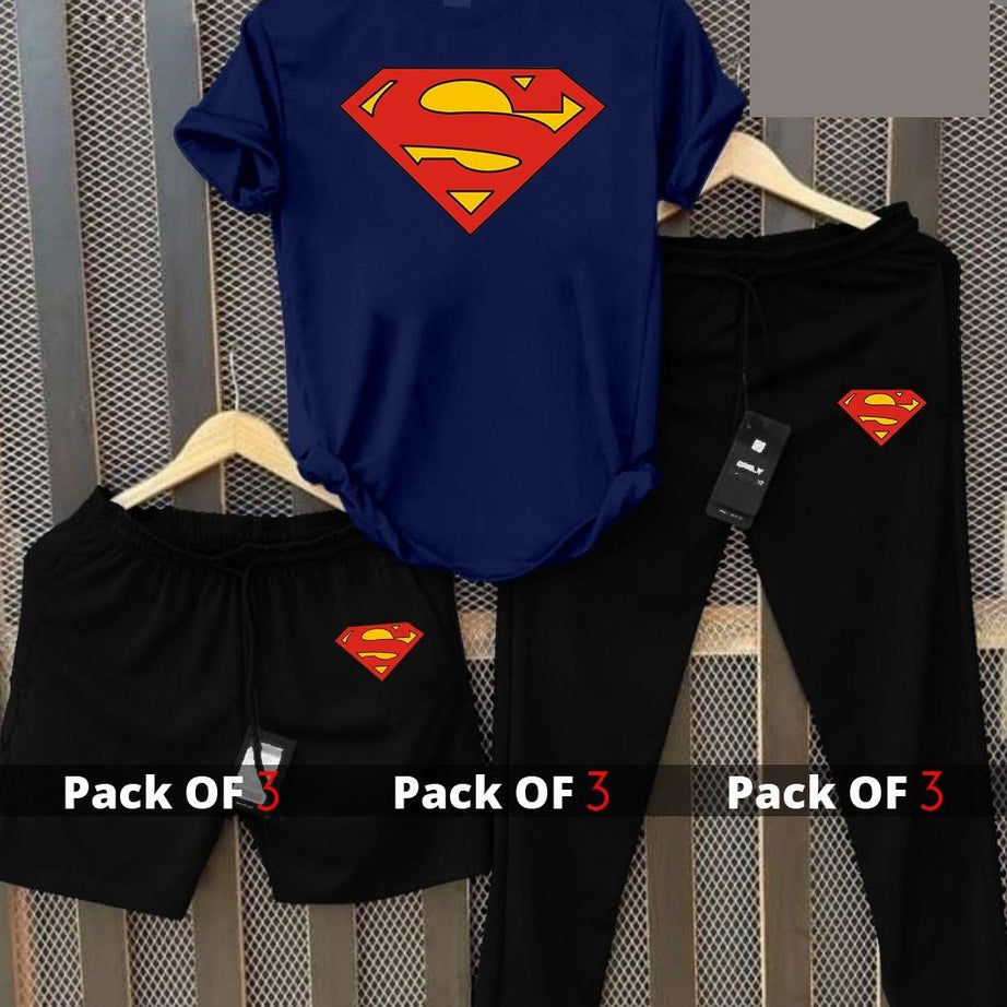 Pack of 3 Printed Superman Tshirt Trouser and Short - Oshi.pk - Buy & Sell Online