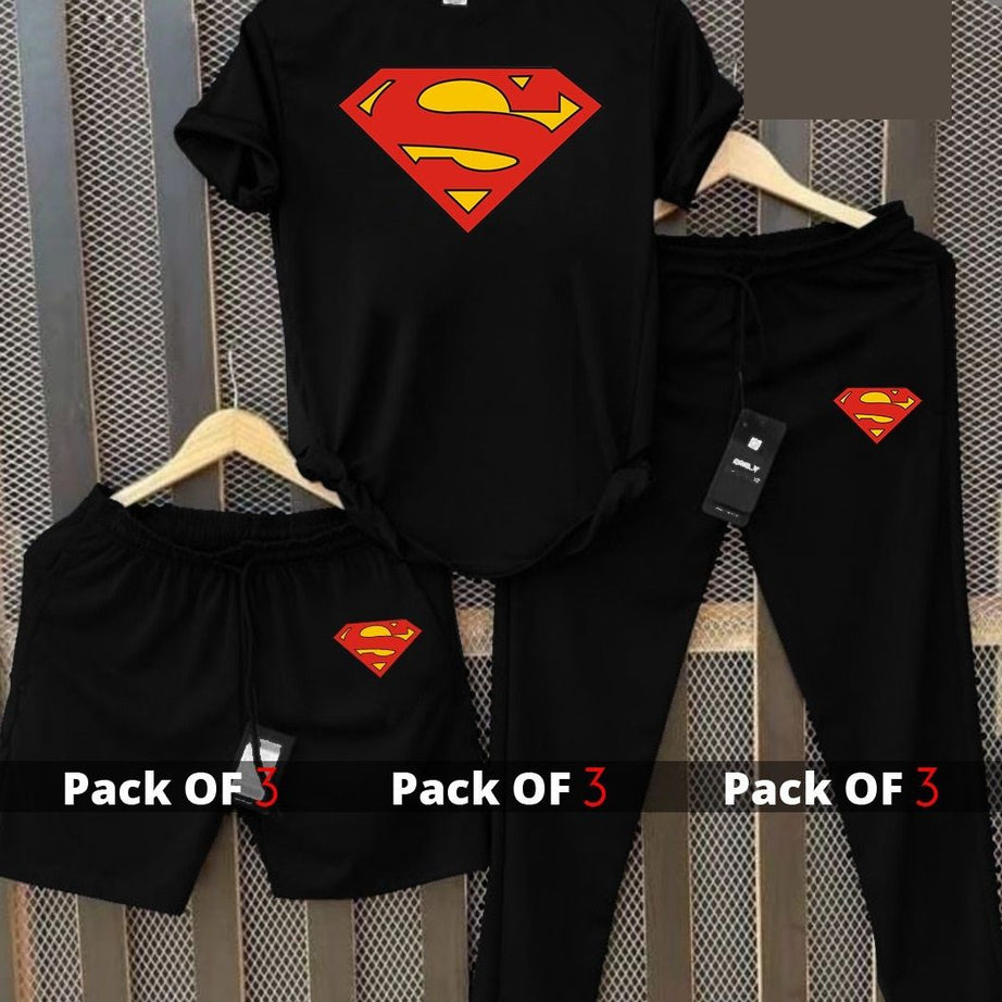 Pack of 3 Printed Superman Tshirt Trouser and Short - Oshi.pk - Buy & Sell Online