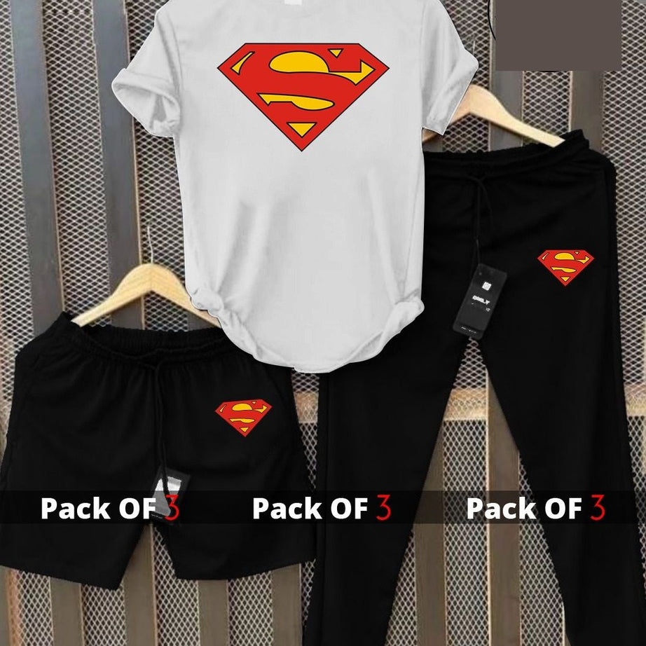 Pack of 3 Printed Superman Tshirt Trouser and Short - Oshi.pk - Buy & Sell Online
