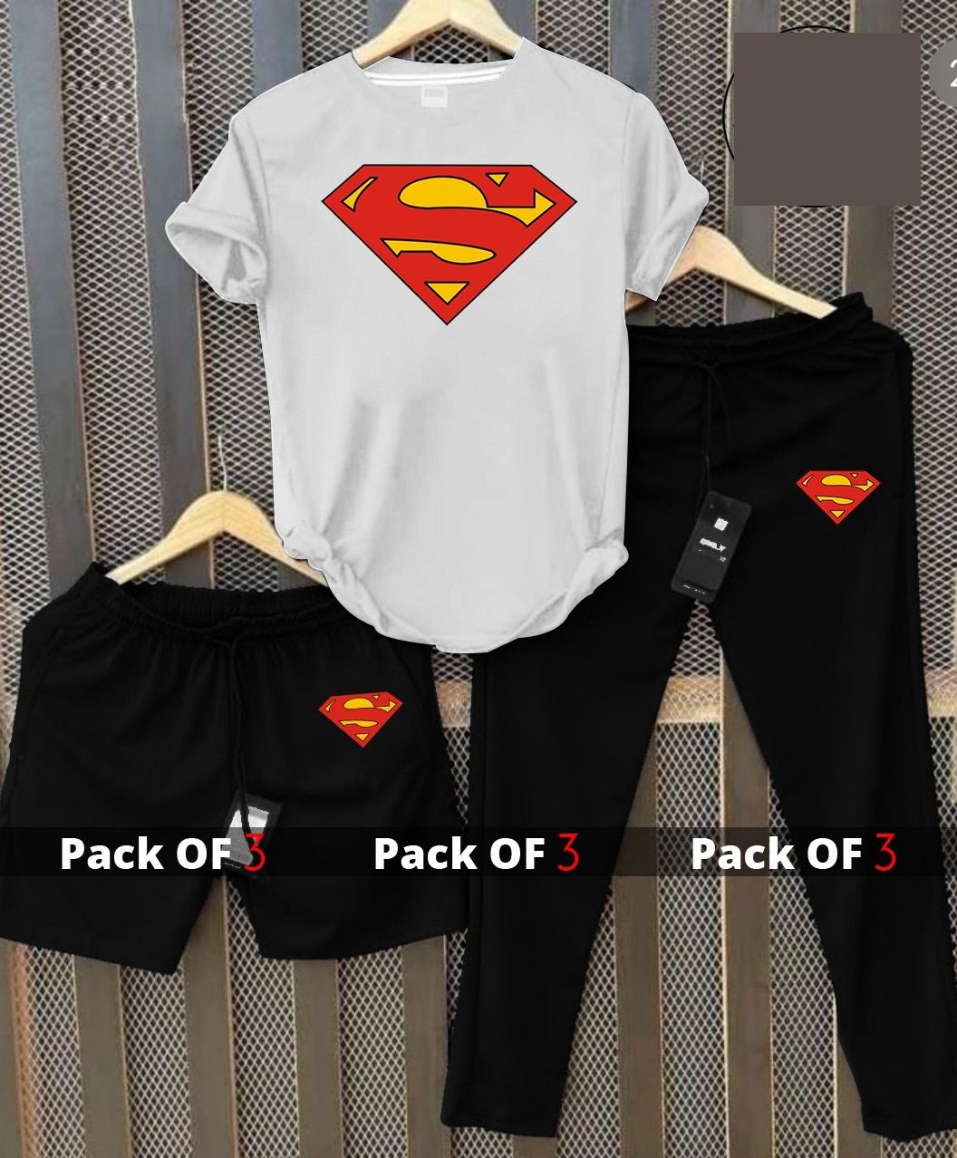 Pack of 3 Printed Superman Tshirt Trouser and Short - Oshi.pk - Buy & Sell Online