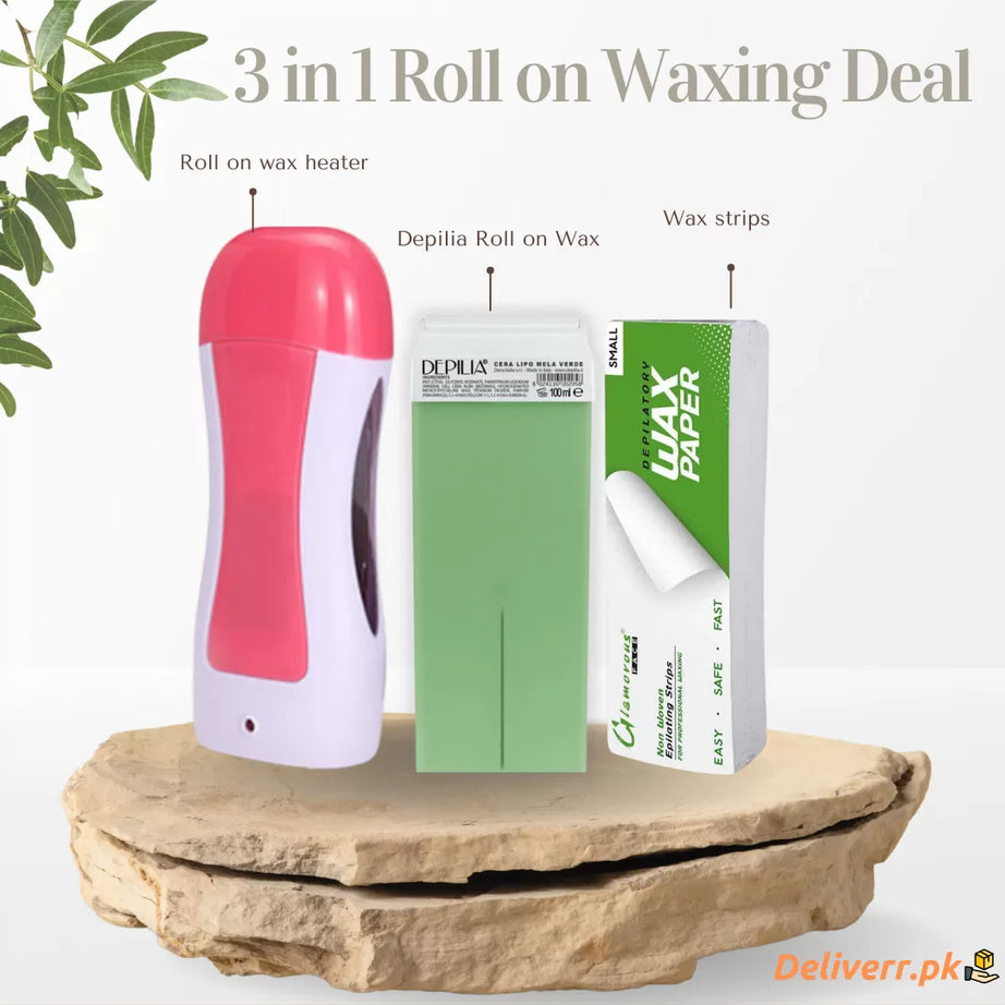 Pack Of 3 Wax Deal Depilatory Refill Machine With Roller Wax And Depilatory Wax Paper Universal Electric Wax Heater For Roller Wax Handy And Safe With