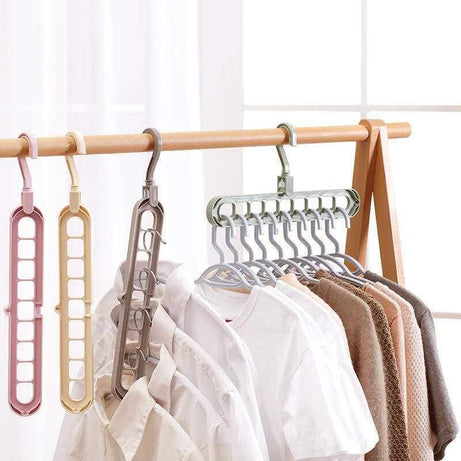 Pack Of 4 - 9 Hole Space Saving Hanger Multi-Function Rotatable Hanger For Drying Clothes Organizer - Oshi.pk - Buy & Sell Online