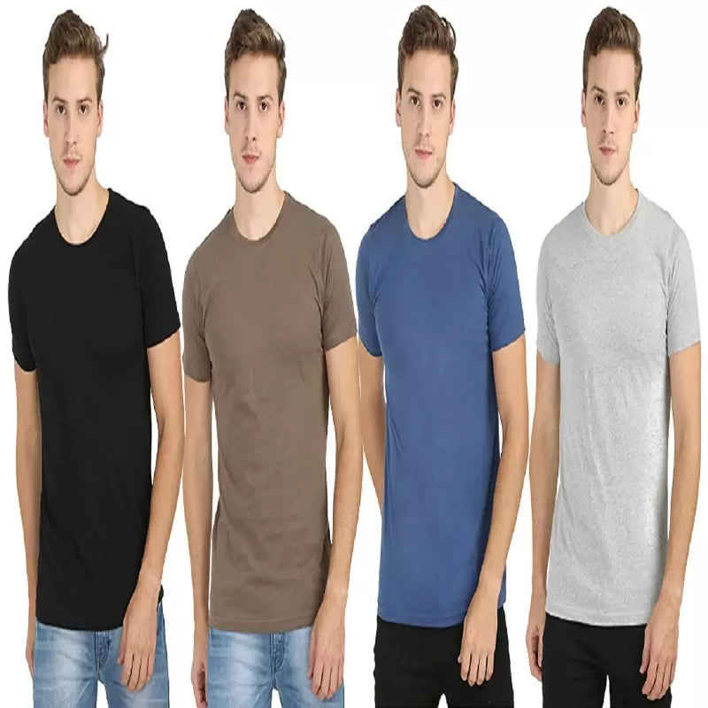 Pack of 4 - Best Quality Plain Short Sleeve Round Neck Basic T-shirt for Men/ - Oshi.pk - Buy & Sell Online