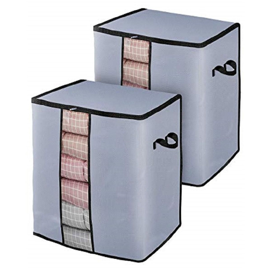 Pack of 4 -New Non-woven Portable Clothes Storage Bag Foldable Organization Bags with Large Clear View Window For Pillow Quilt Blanket Bedding - Oshi.pk - Buy & Sell Online