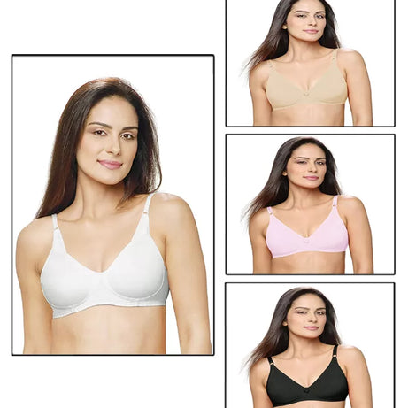 4 x Cotton Non Padded Bras for Women/Girls