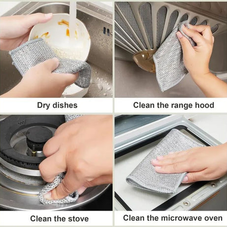 Pack of 4 Kitchen Steel Mesh Wire Dish Washer Cleaning Cloth - Oshi.pk - Buy & Sell Online