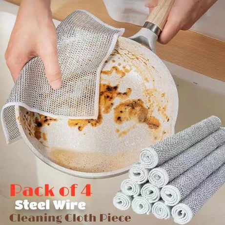 Pack of 4 Kitchen Steel Mesh Wire Dish Washer Cleaning Cloth - Oshi.pk - Buy & Sell Online