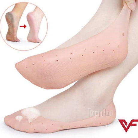 PACK of 3 PAIR Silicone Gel Heel Pad Socks for Pain Relief and anti crack with Forefoot Cushion Pain Relief Silicone Gel Half Heel Fore foot Pads - Oshi.pk - Buy & Sell Online