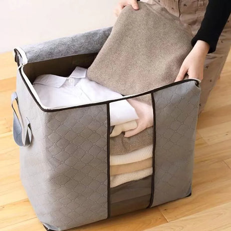 Pack Of 4 Portable Bamboo Charcoal Clothes Blanket Large Folding Bag Storage Box Organizer - Oshi.pk - Buy & Sell Online