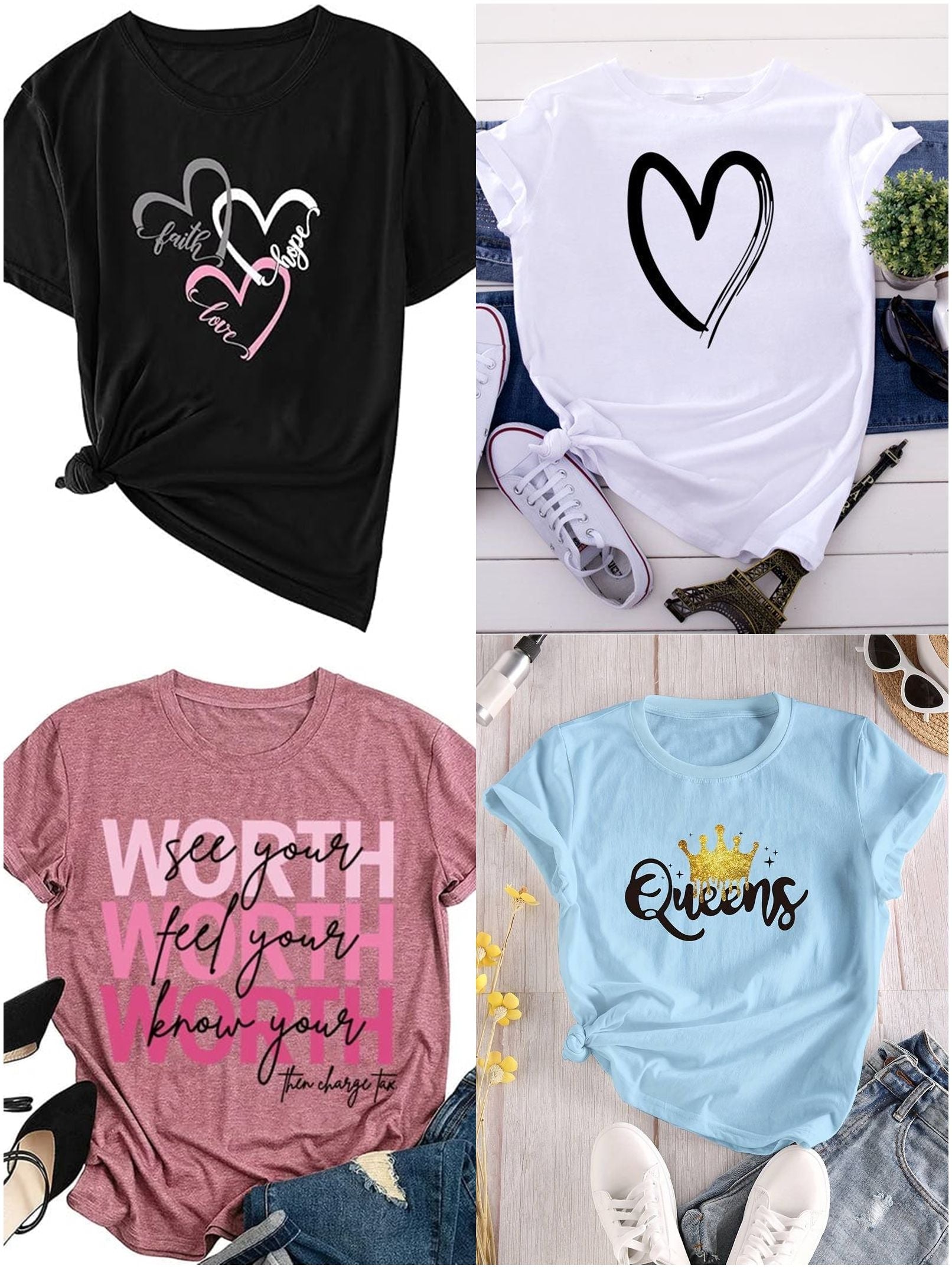 Pack of 4 soft & comfortable T-shirts for Women's/Girls. - Oshi.pk - Buy & Sell Online