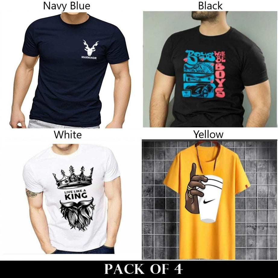 Pack Of 4 T-Shirts For Mens - Oshi.pk - Buy & Sell Online