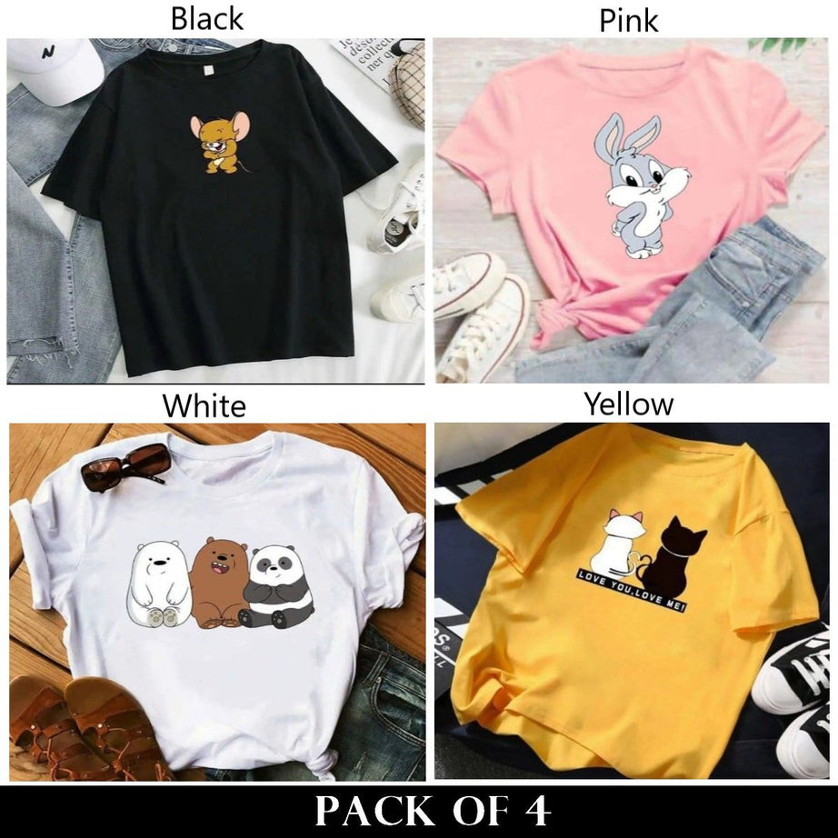 Pack Of 4 T-Shirts For Womens - Oshi.pk - Buy & Sell Online