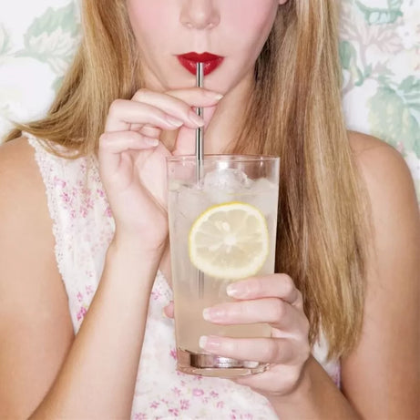 Pack Of 5 - 4 Straight Stainless Steel Reusable Drinking Straws with FREE Cleaning Brush Metal SS Straws Durable Kitchen Utensils For Milkshake Drinks - Oshi.pk - Buy & Sell Online