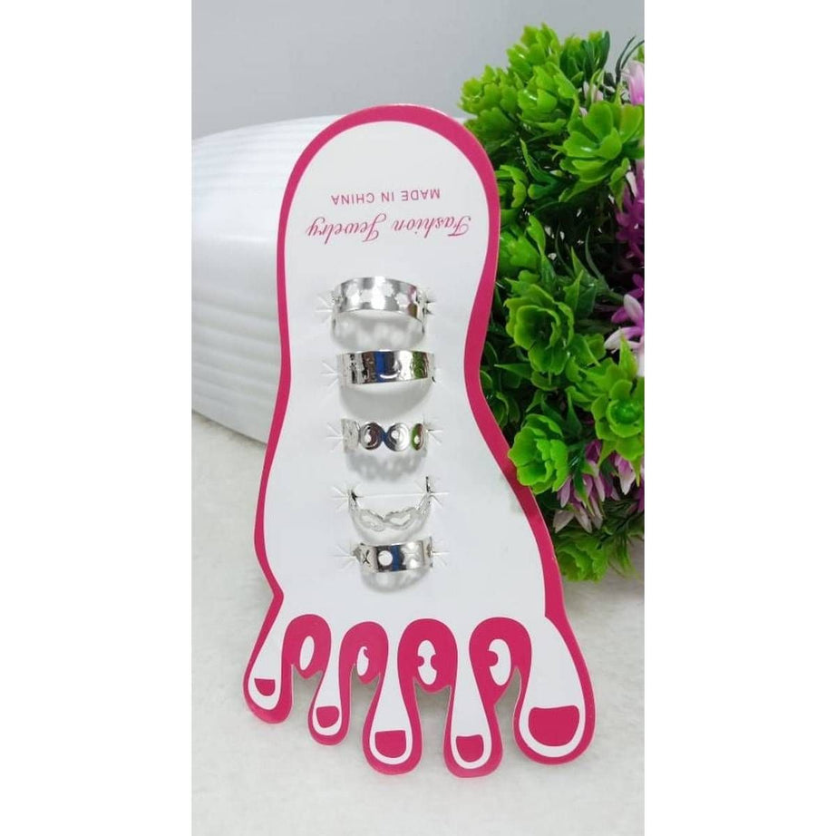 Pack of 5 - Celebrity Women Fashion Simple Toe Ring Adjustable Foot Beach Jewelry - Oshi.pk - Buy & Sell Online