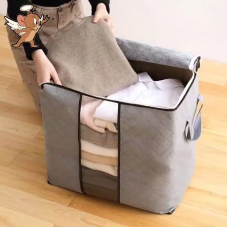Pack Of 5 Portable Bamboo Charcoal Clothes Blanket Large Folding Bag Storage Box Organizer - Oshi.pk - Buy & Sell Online