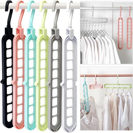 Pack of 6 Multifunctional Organizer Magic Space Saving Hangers with 9 Holes Storage - Oshi.pk - Buy & Sell Online