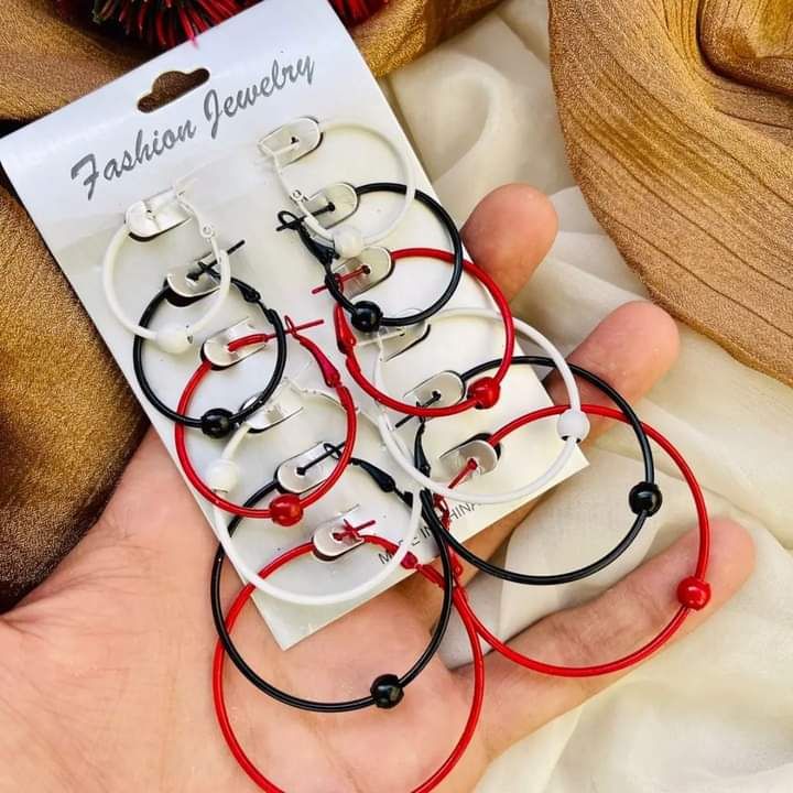 Pack of 6 Pairs / set Hoop Earrings Gold Silver color Small Big Circle Earring Set for Women Simple Punk Ear Clip Fashion Jewelry - Oshi.pk - Buy & Sell Online