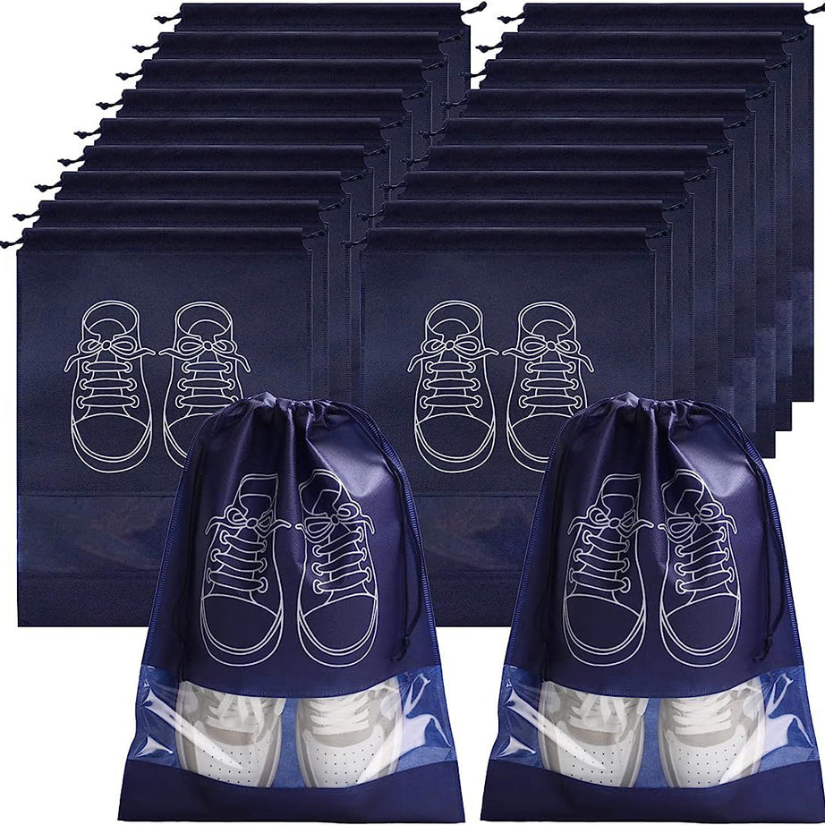 Pack of 6 Shoe Bags for Travel Dust-proof Clear Window Non-Woven with Rope packing luggage suitcase Pouch Storage Organizer for Men and Women - Oshi.pk - Buy & Sell Online