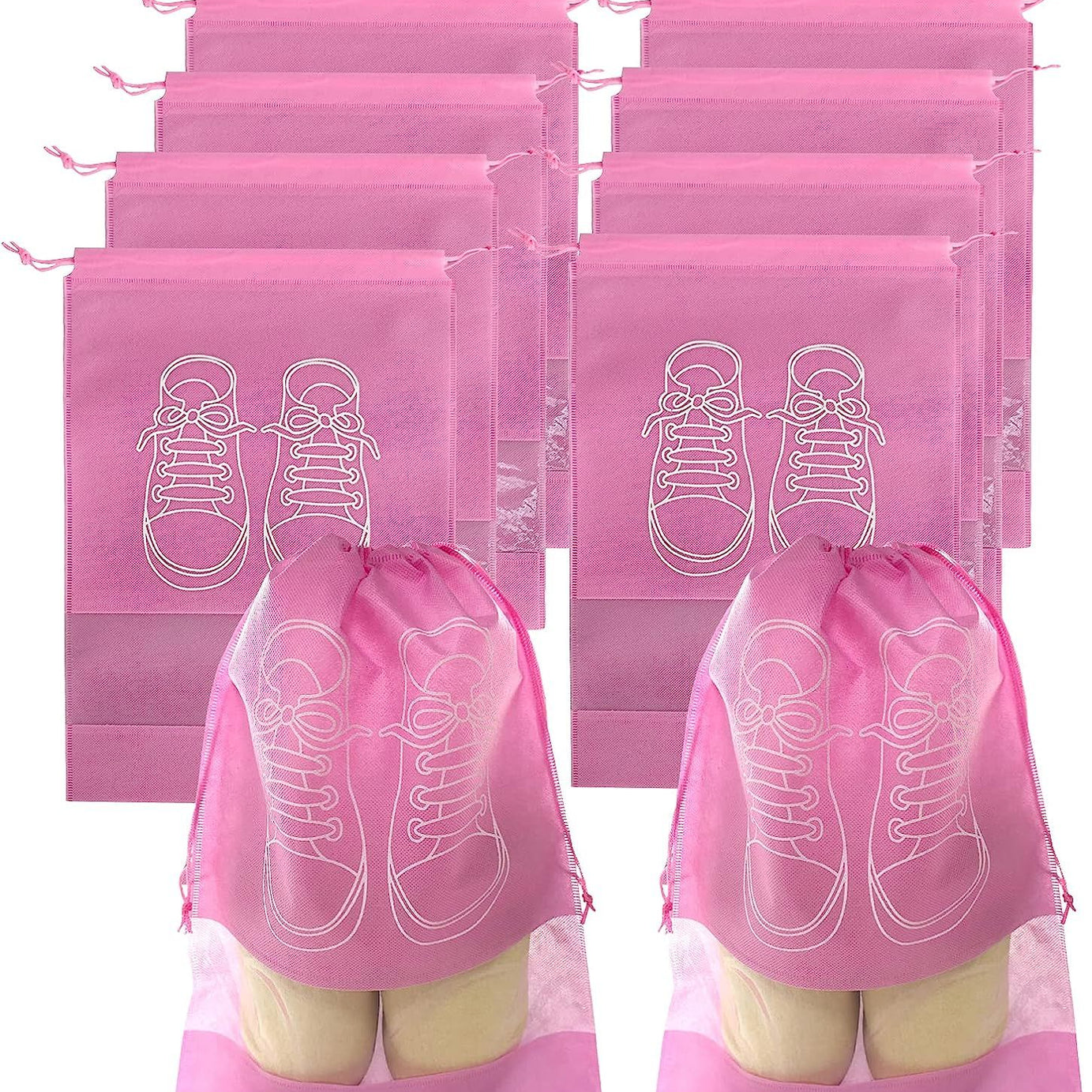 Pack of 6 Shoe Bags for Travel Dust-proof Clear Window Non-Woven with Rope packing luggage suitcase Pouch Storage Organizer for Men and Women - Oshi.pk - Buy & Sell Online