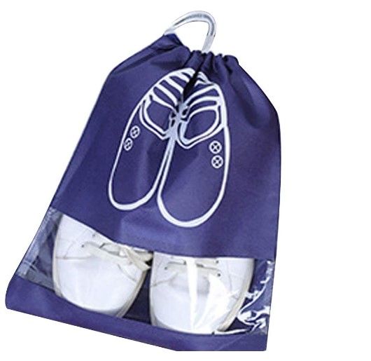 Pack of 6 Shoe Bags Pouch Storage Organizer for Travel Dust-proof Clear Window Non-Woven with Rope packing luggage suitcase - Oshi.pk - Buy & Sell Online