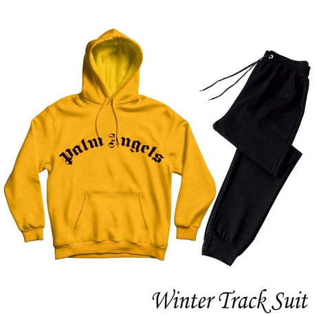 Palm Angle Printed Tracksuit Yelow Huddie & Black Trouser Trendy And Amazing Fleece Pocket Drawstring Winter Wear Smart Fit Hoody - Oshi.pk - Buy & Sell Online