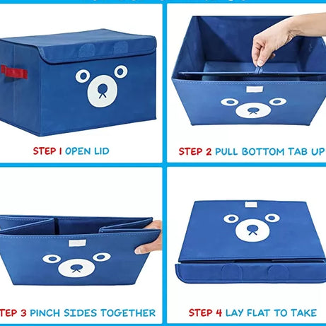 Panda. Toy Storage Chest Box for Kids and Babies – Collapsible Organizer Bin for Boys & Girls with Flip Lid – Gift Baskets for Small Toys, Stuffed A