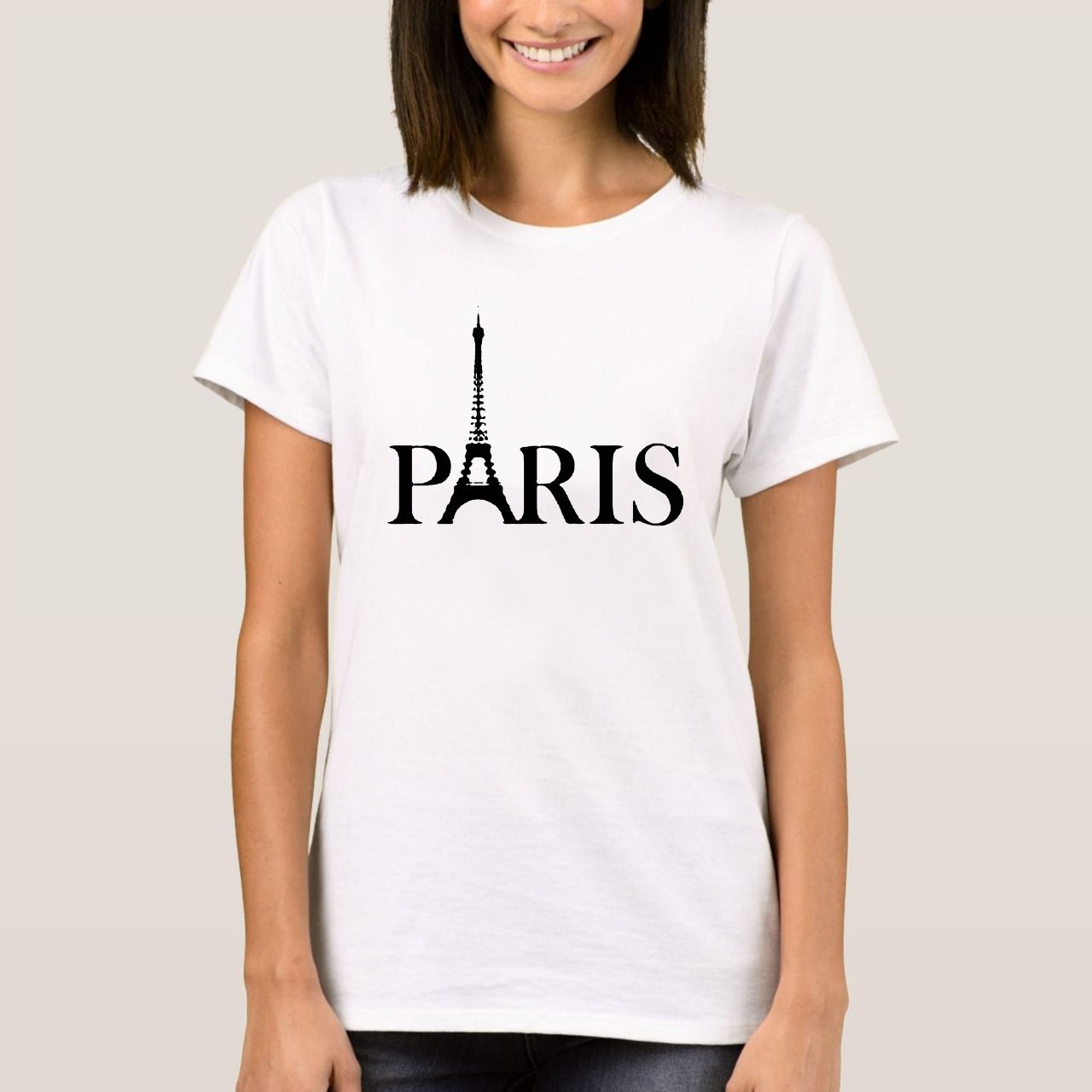 PARIS Print Crew Neck Short Sleeve T-Shirt For Womens - Oshi.pk - Buy & Sell Online