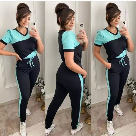 Sky Blue Panel Gym Summer Suit Or Yoga Suit Tracksuit For Her - Oshi.pk - Buy & Sell Online