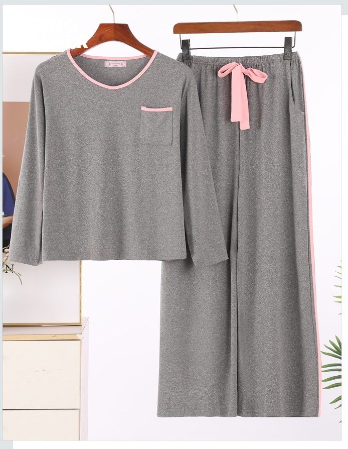 Plain Grey With Pink Pipen Full Sleeves Tshirt and Plazo Home Wear - Oshi.pk - Buy & Sell Online