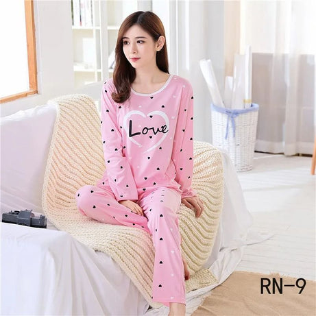 Pink Heart Printed Long Sleeve Sleepwear - Oshi.pk - Buy & Sell Online