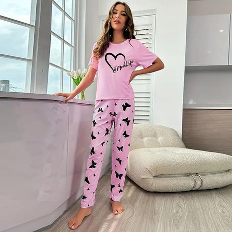 Pink Mom Life Printed Half Sleeves Tshirt and Pajama Home Wear - Oshi.pk - Buy & Sell Online