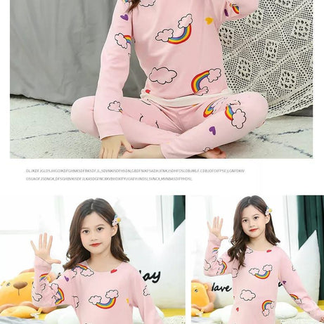 Pink Rainbow Printed Kids Night Suit