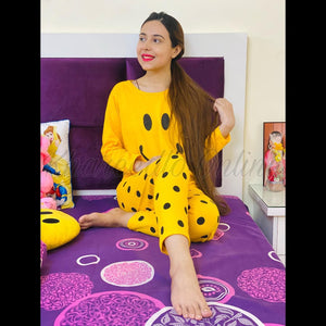 Yellow Smile with Dotted Style Pajama Full sleeves night suit for her - Oshi.pk - Buy & Sell Online
