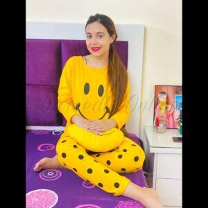 Yellow Smile with Dotted Style Pajama Full sleeves night suit for her - Oshi.pk - Buy & Sell Online