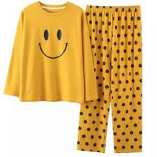 Yellow Smile with Dotted Style Pajama Full sleeves night suit for her - Oshi.pk - Buy & Sell Online