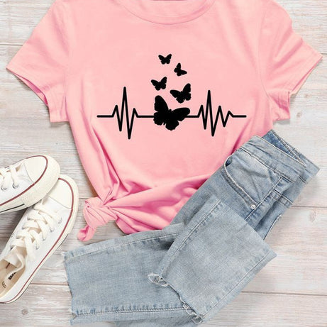 Pink T Shirt For Girls new and stylish design in Printed Summer Collection Shirt Round Neck Half Sleeves - Oshi.pk - Buy & Sell Online