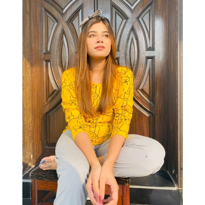 Yellow Bears with Plain Pajama Print Full Sleeves Night Suit for Her - Oshi.pk - Buy & Sell Online