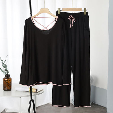 Plain Tshirt and Trouser with pink Pipping Night Dress