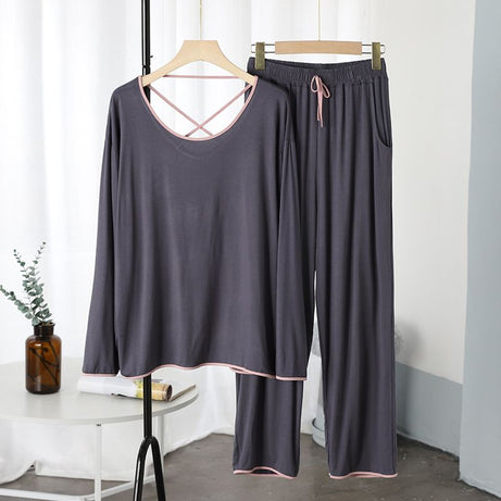 Plain Tshirt and Trouser with pink Pipping Night Dress - Oshi.pk - Buy & Sell Online