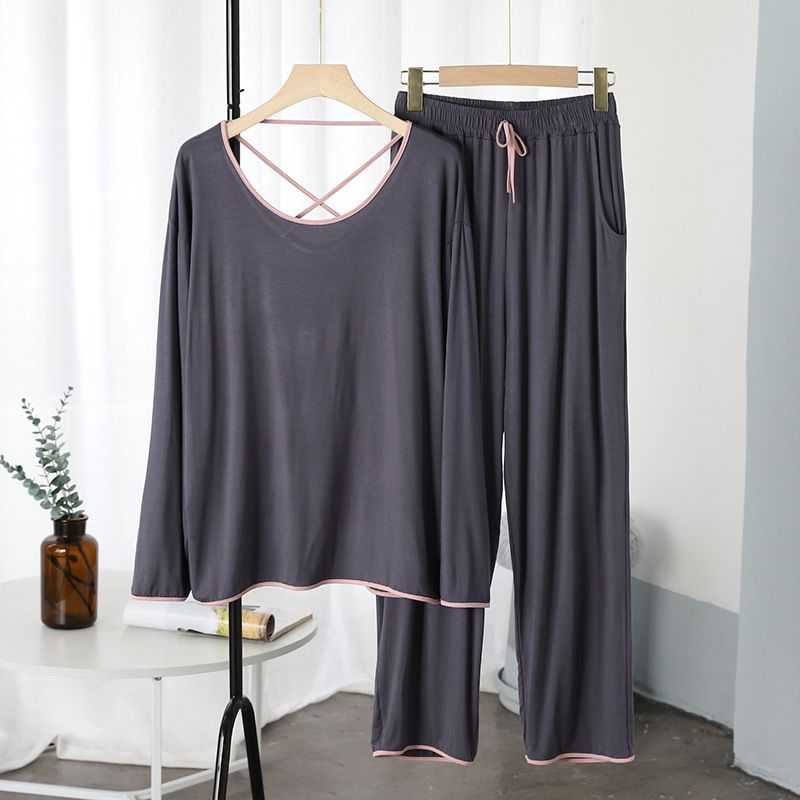 Plain Tshirt and Trouser with pink Pipping Night Dress - Oshi.pk - Buy & Sell Online