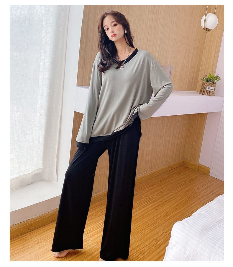 Plain V Neck Tshirt and Trouser Night Dress - Oshi.pk - Buy & Sell Online