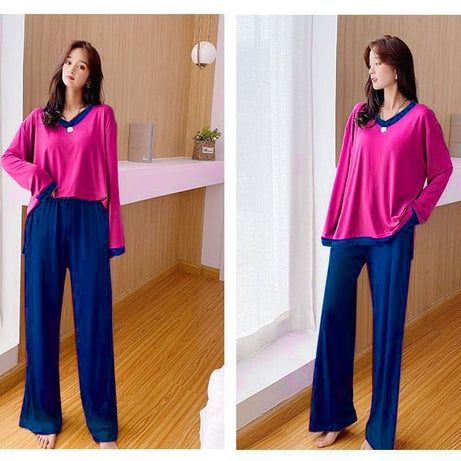Plain V Neck Tshirt and Trouser Night Dress - Oshi.pk - Buy & Sell Online