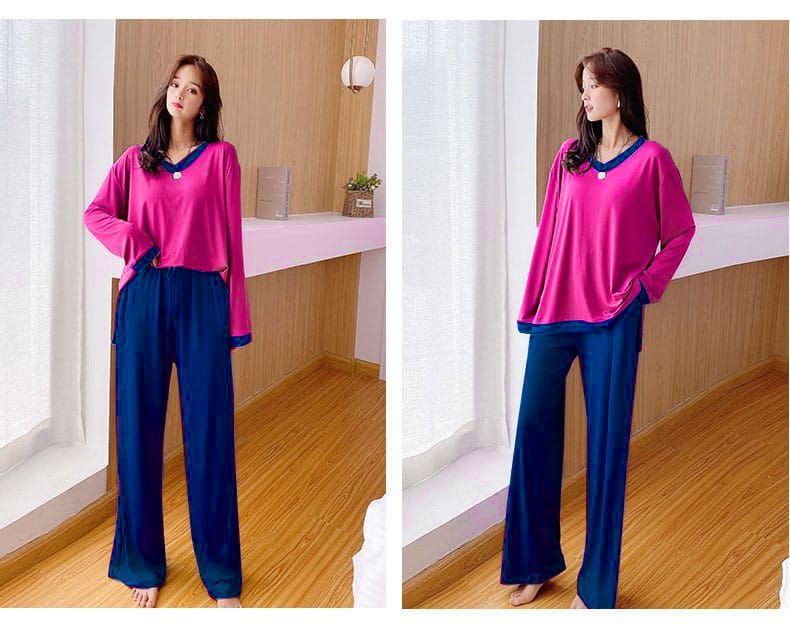 Plain V Neck Tshirt and Trouser Night Dress - Oshi.pk - Buy & Sell Online