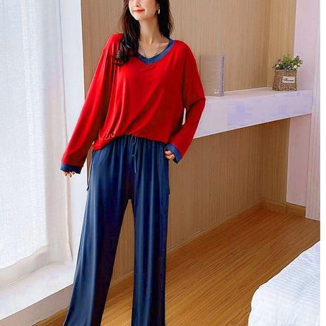 Plain V Neck Tshirt and Trouser Night Dress - Oshi.pk - Buy & Sell Online