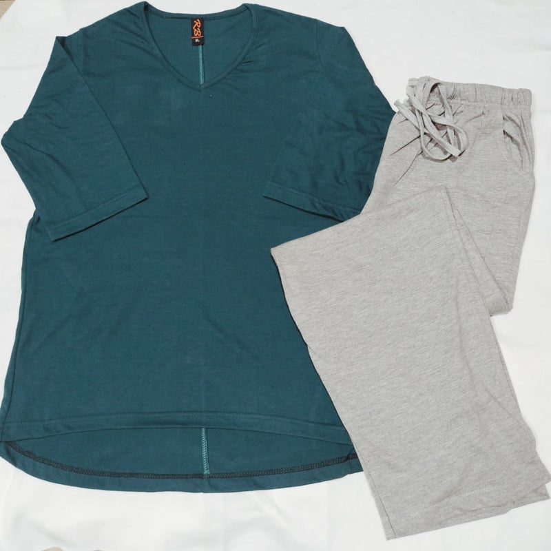 Plain V Neck Tshirt and Trouser Night Dress - Oshi.pk - Buy & Sell Online