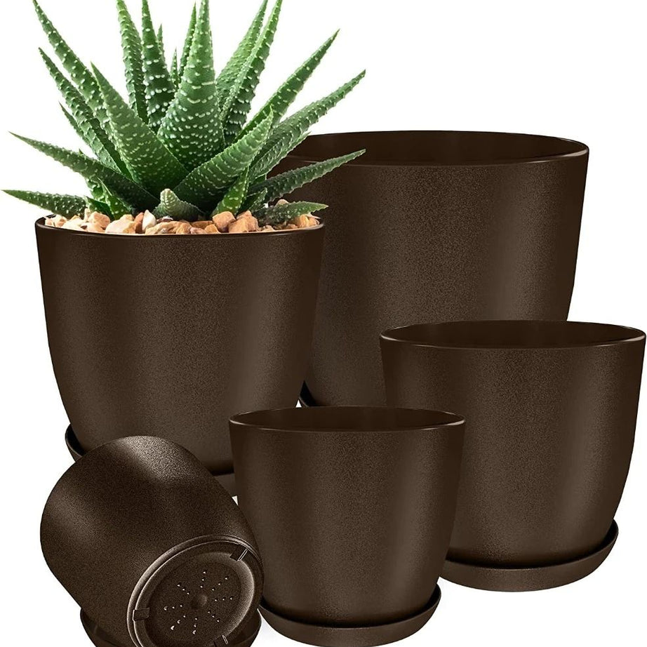 Plant Pots Indoor With Drainage - Pack Of 5 Decorative Flower Pots For Indoor Plants Without Plants - Oshi.pk - Buy & Sell Online