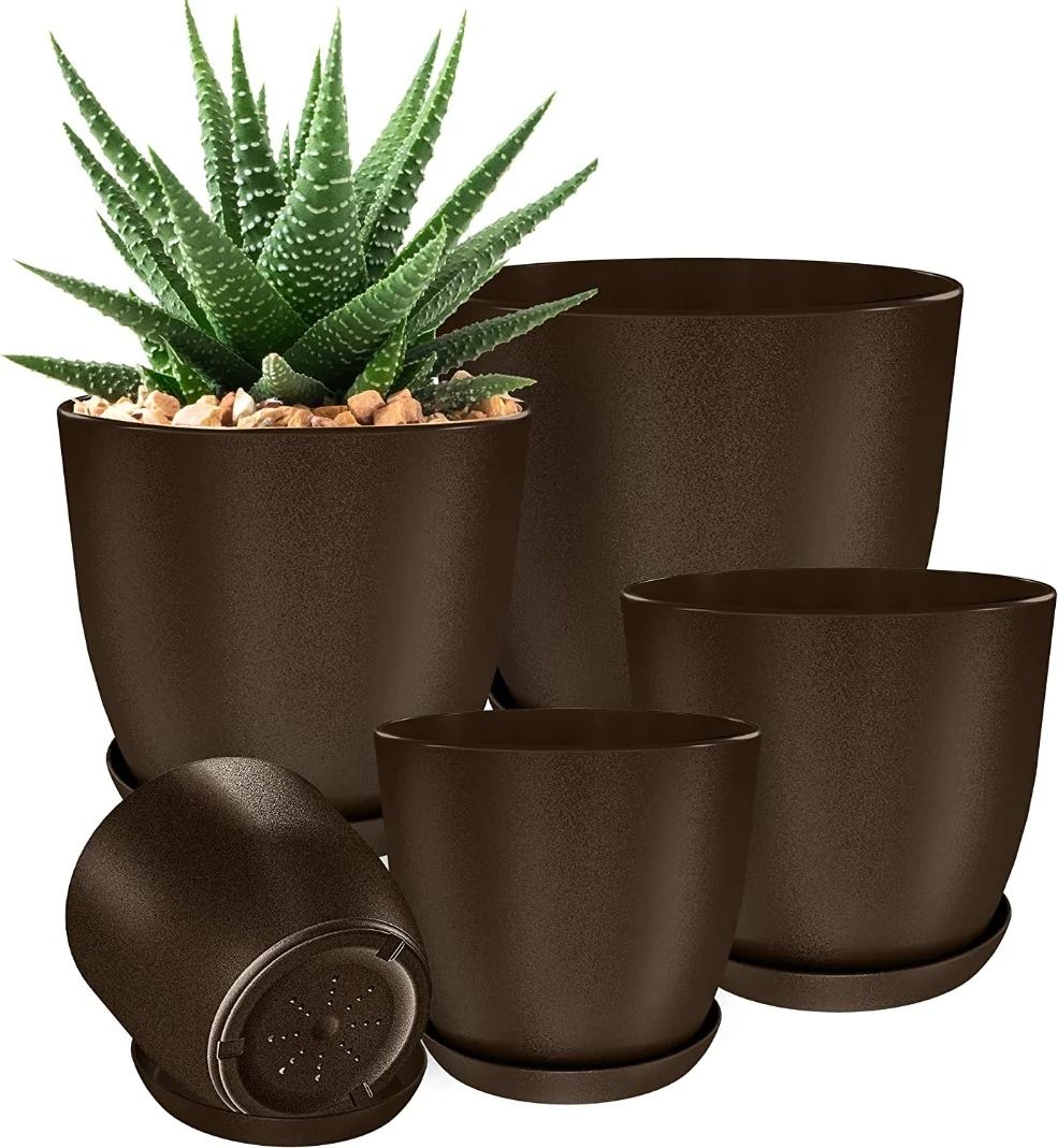 Plant Pots Indoor With Drainage - Pack Of 5 Decorative Flower Pots For Indoor Plants Without Plants - Oshi.pk - Buy & Sell Online