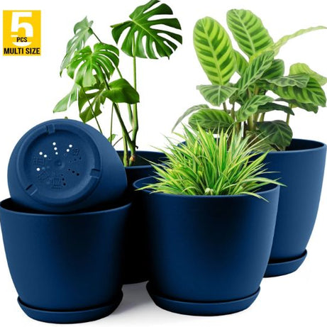 Plant Pots Indoor With Drainage - Pack Of 5 Decorative Flower Pots For Indoor Plants Without Plants - Oshi.pk - Buy & Sell Online