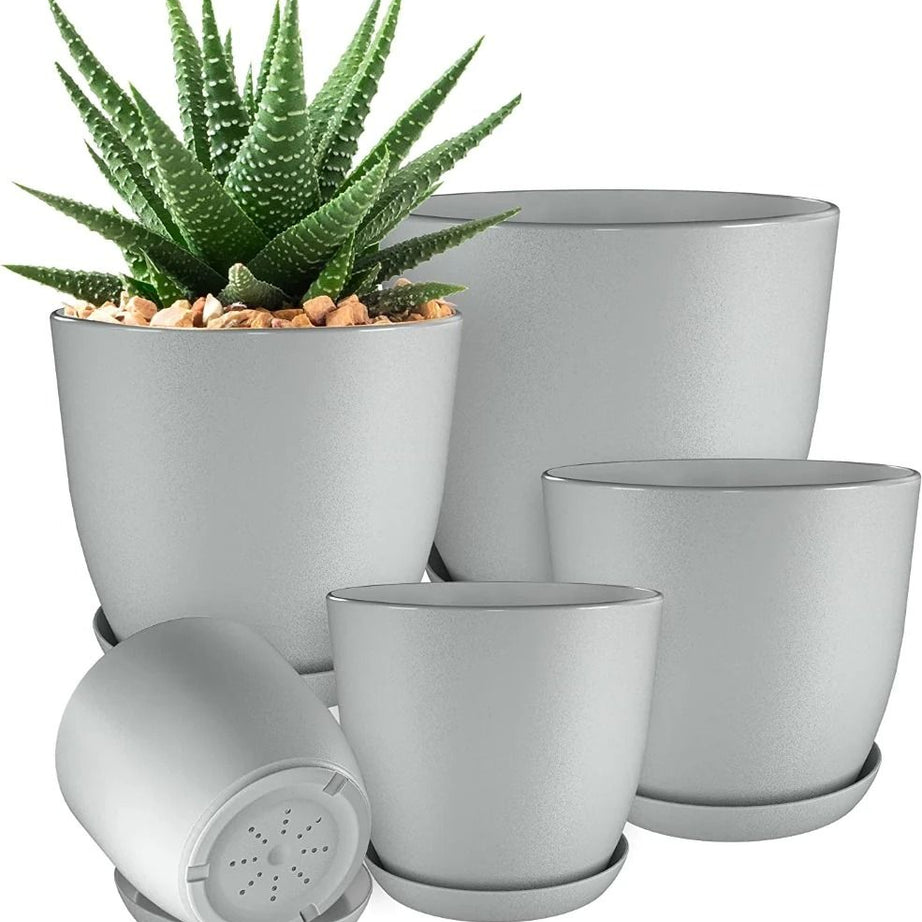 Plant Pots Indoor With Drainage - Pack Of 5 Decorative Flower Pots For Indoor Plants Without Plants - Oshi.pk - Buy & Sell Online